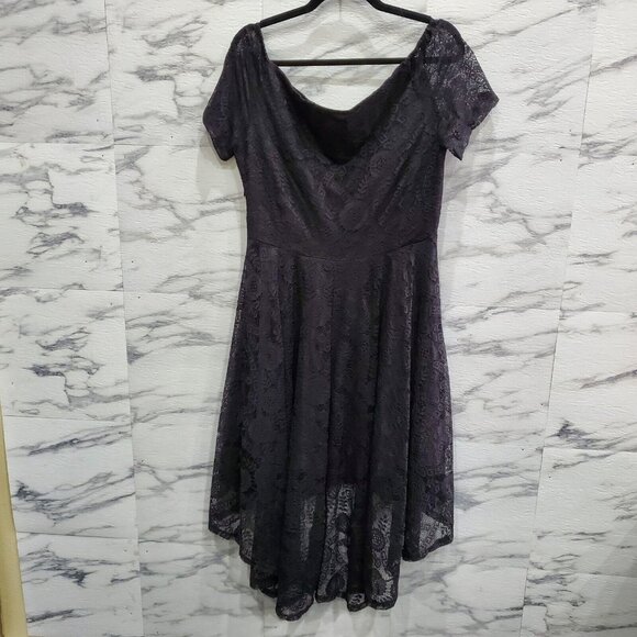 MllesReve Cocktail Party Dress Women Size XL Black Vintage Floral Lace Hi Low - Picture 5 of 11